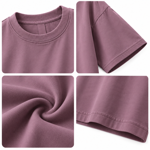 T-shirt Oversize Unisexe en Coton Épais Couleur Mauve Poussiéreux, Épaules Tombantes, Style Streetwear, Vêtements Personnalisés en Gros - Product Image 6