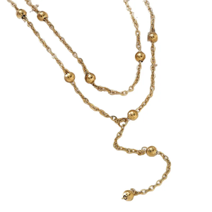 Collar de borlas geométricas para mujer con cadena de cable de acero de titanio electrochapado - Product Image 5