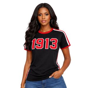 Maglietta Premium Nera Delta Sigma Theta 1913 per Donne, Vestibilità Comoda, Alta Qualità, Abbigliamento Casual per Confraternite Greche - Product Image 1