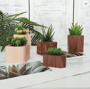 Art <b>Deco</b> Square Wooden Wall Vase Natural Wood Flower Bud Holder Decorative Home Decor Handmade Eco-Friendly 7x7cm - Product Image 1