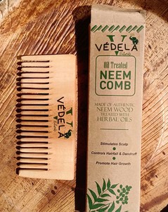 Peigne à cheveux Vedela en bois de neem naturel à long manche, anti-statique, anti-chute, outil de soin des cheveux, utilisation hôtelière, 48/30 - Product Image 1