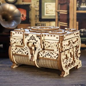 Kit Puzzle 3D Scatola Portagioie Antica in Legno per Bambini, Decorazione Casa, Regali Fai-da-Te in Compensato e PC - Product Image 1