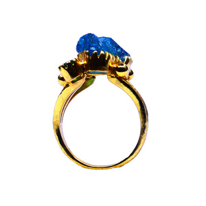 Party Wear 925 Sterling <b>Silver</b> Gold Plated Jewelry Apatite <b>Emerald</b> Gemstone Women Wear Fashionable <b>Ring</b> - Product Image 2