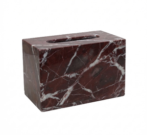Boîte à mouchoirs en marbre moderne JANNAT EXPORT, motif veines brun-rougeâtre et blanc cassé, artisanale, 100% écologique, Uttar Pradesh, vente en gros - Product Image 1