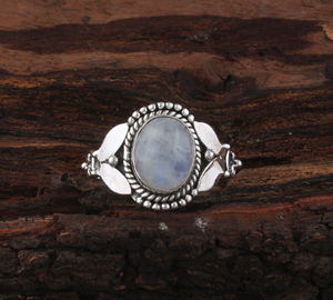 Luxury Natural Rainbow Moonstone <b>Ring</b> Elegant 925 Sterling <b>Silver</b> Gold Plated <b>Statement</b> Band - High-Quality Blue Flash <b>Ring</b> - Product Image 3