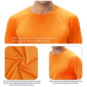 Men Orange Long Sleeve <b>Raglan</b> T-Shirt Regular Fit O-Neck Quick Dry Knitted 100% Polyester Casual Workout <b>Top</b> - Product Image 6