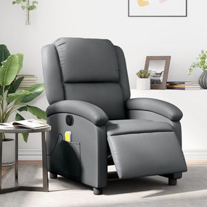 Fauteuil de massage inclinable électrique en similicuir gris - Product Image 1
