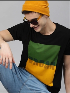 Chemise décontractée à manches courtes pour homme en coton 100% tricoté noir ODM pour l'été - Product Image 1