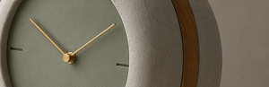 Minimalist Ceramic Desk <b>Clock</b> With Green Face And Wood Accents Silent Quartz Movement - Product Image 2