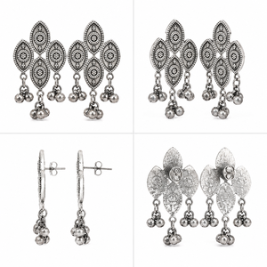 Boucles d'oreilles pendantes vintage tibétaines en acier inoxydable argenté, style bohème antique plaqué argent pour femme, commande en gros - Product Image 4