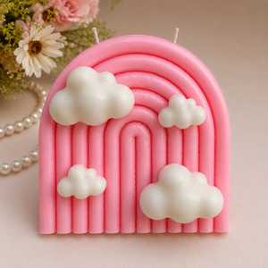 Vela Personalizada para Baby Shower |   Vela Aromática de Cera de Soya con Diseño de Nube Arcoíris y Nombre Personalizado para Decoración Temática de Bebés - Product Image 1