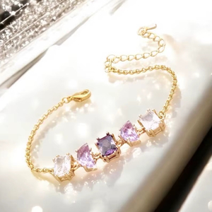 Pulsera de Cristal con Amatista, Regalo para Damas de Honor, Plata de Ley 925, Chapado en Oro de 14K, Estilo Vintage, Certificado IGI, para Mujer - Product Image 1