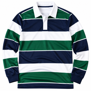 Custom Rugby <b>Polo</b> <b>Shirt</b> <b>Long</b> <b>Sleeve</b> Striped <b>Shirt</b> Wholesale Apparel Manufacturer OEM Clothing Supplier <b>Mens</b> Golf <b>Polo</b> - Product Image 1