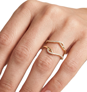 Minimalist Custom Wrap Guard Enhancer 14K 18K Solid Gold Wedding Band <b>Split</b> Shank Round Cut Lab Diamond DEF Color VS VVS Clarity - Product Image 6