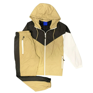 Lightweight Polyester Spring Hooded Waterproof Windbreaker <b>Jacket</b> Full Sleeve <b>Zipper</b> Fly Outdoor Sporty Style Tracksuit Set - Product Image 4