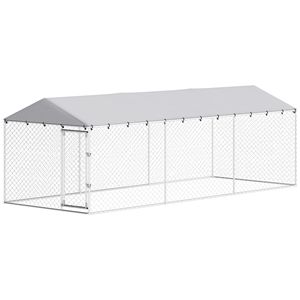 Recinto per Cani da Esterno 20FT X 7.5FT X 6.5FT, Gabbia Grande per Cani di Piccola, Media e Grande Taglia con Tetto Impermeabile, Colore Argento - Product Image 1
