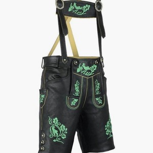 Lederhosen traditionnels bavarois noirs pour hommes, tailles européennes 46 à 62, en stock - Product Image 1
