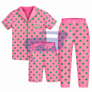 Alpha |   Kapa |   Ensemble de pyjama en satin à pois Alpha Sorority, tunique respirante pour la saison d'automne, pour les femmes, membres de la sororité AKA - Product Image 1