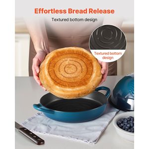 Olla de hierro fundido esmaltado de alta resistencia de 5 cuartos para hornear pan de masa madre, con doble asa y tapa. - Product Image 6