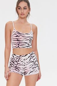 Conjunto de 2 Piezas de Punto con Estampado Animal para Mujer, Top Corto y Pantalones Cortos por Encima de la Rodilla, Transpirable, de Spandex y Poliéster, Ropa Sexy para Club, Primavera Verano - Product Image 1