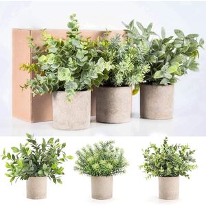 Set di 3 Piante Artificiali di Eucalipto in Vaso per Scrivania, Casa, Ufficio, Scaffali, Bagno, Decorazione in Plastica - Product Image 4