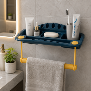 Support de salle de bain Reliance Plast Anchor Big Deluxe 370x156mm en plastique sans BPA, barre porte-serviettes multi-usages, durable, facile à nettoyer, moderne - Product Image 1