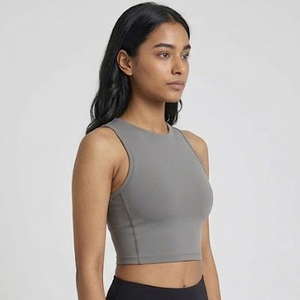 Haut court de compression à manches courtes pour femme, col rond, pour le yoga et le fitness, vêtement de sport, débardeur court d'entraînement - Product Image 4