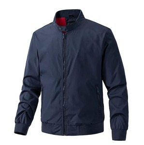 Chaqueta Bomber de Manga Larga con Cierre de Cremallera, Cuello Alto, Color Sólido, Resistente al Viento, Tejido de Poliéster, Chaqueta de Otoño para Hombre - Product Image 2