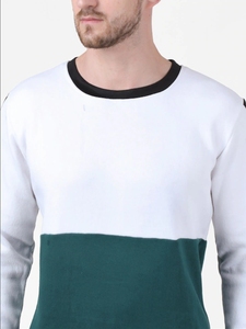 Sudadera de Cuello Redondo con Bloques de Color para Hombre, Corte Regular, Tejida, Informal, Otoño, Verde, Blanco, Negro - Product Image 6