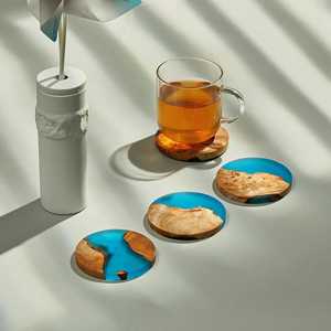 Handcrafted Resin River Wooden Coaster <b>Set</b> Elegant Acacia Wood Drink Coasters <b>for</b> <b>Dining</b> <b>Table</b> & Bar Accessories - Product Image 4