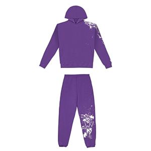 Personalizada de los hombres Vintage ecológico de dos piezas a cuadros Sun-Faded ácido lavado acampanado chándal 100% algodón Jogger sudaderas con capucha de invierno - Product Image 1