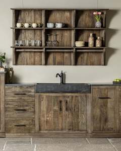 Estante de Cocina Rústico de Madera de Olmo, Estante de Almacenamiento de Madera Montado en la Pared, Organizador de Cocina Estilo Cottage o Granja - Product Image 4