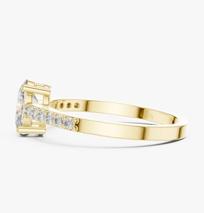 Bague de fiançailles en or jaune 9 carats avec diamant ovale de 1,50 carat cultivé en laboratoire, sertie pavé, bijoux de mariée personnalisés, vente en gros - Product Image 1