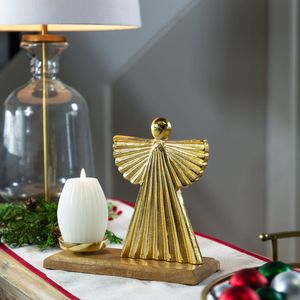 Luxury Decorative Brass Angel Figurine For Living Room Shelf Styling And Elegant Festive Gift Collection - Product Image 1
