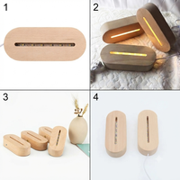 Cadeaux artistiques, base de lampe en bois moderne avec LED, design ovale personnalisé, commande tactile USB et lumière blanche chaude à intensité variable