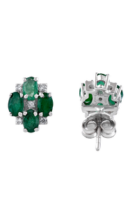 Pendientes de Diamantes y Esmeraldas en Plata de Ley 92.5 KLST-30759 - Product Image 4
