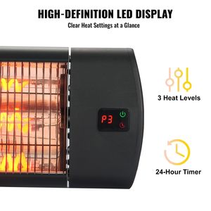 Stufa Elettrica a Infrarossi da 1500W con Telecomando, Schermo LED, 3 Velocità e Timer per Uso Esterno su Patio - Product Image 5