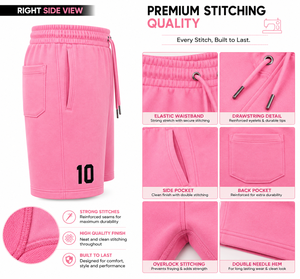<b>Men's</b> <b>Pink</b> Cotton Sweat <b>Shorts</b> with Drawstring Closure Front Logo Eco-Friendly Casual Sport Style High Quality - Product Image 5