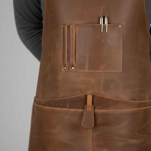 Sleek Black Leather Apron Professional Uniform for Modern Service Industry High Quality Genuine Leather Smell Proof Casual - Product Image 3
