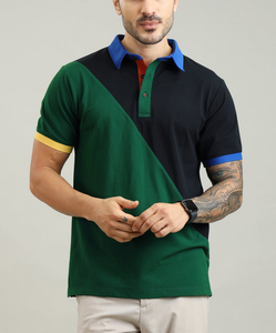 Polo de Secado Rápido para Hombre, con Logotipo Personalizado OEM, Tejido de Punto, Cuello Alto Plano, Diseño de Bloques de Color, Estilo Casual para Golf - Product Image 1