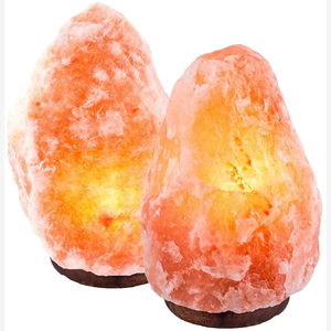Natural Himalayan Pink Salt Lamp with Wooden Base Hand Carved Himalayan Salt <b>Crystal</b> Lamp for Home Decor USB Himalayan Pink Salt - Product Image 2