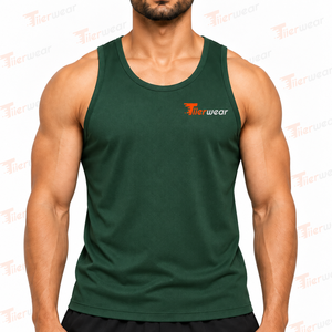 Camiseta sin mangas verde para hombre Tiierwear, cuello redondo, transpirable, de poliéster, para entrenamiento, gimnasio, con logo impreso en la parte delantera, informal, deportiva. - Product Image 5