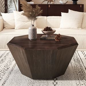 31.5 \ "tavolino ottagonale in legno di noce nero per soggiorno camera da letto - Product Image 2