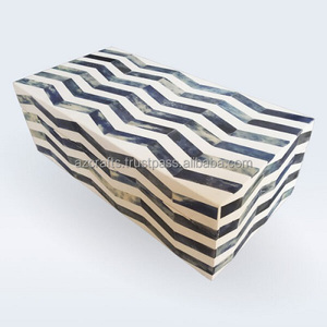 Handmade Luxurious Geometric Bone Inlay Wood and MDF Jewelry <b>Boxes</b> Square Storage and Gift Pouch Simply Elegant - Product Image 3