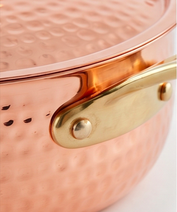 Copper Paella <b>Pan</b> With Lid Handmade Hammered Finish Zinc Alloy <b>Handle</b> For Gas Use And Induction Cookers Use - Product Image 2
