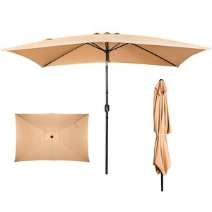 Sombrilla de Patio Cuadrada Inclinable de 10 x 6.5 Pies, Sombrilla de Mercado para Exteriores con Varillas y Poste de Hierro, Tela de Poliéster - Product Image 1