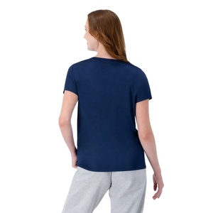 Camisetas de mujer con estampado personalizado a la moda, camisetas lisas 100% de algodón de manga corta con cuello en V, colores de tamaño personalizado disponibles - Product Image 4