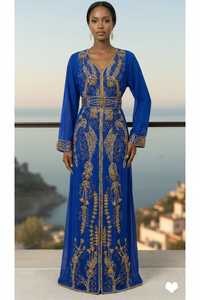 Wholesale AWAIS HOUSE Luxury 2-Piece <b>Set</b> Muslim Women <b>Modest</b> Simple Solid Chiffon Nonwoven Beaded Washable Kaftan Floor-Length - Product Image 2