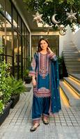 Ensembles de vêtements ethniques indiens et pakistanais, hauts, palazzos et dupattas en Chanderi Mal lourd avec broderies miroir et sequins (PU 1725)