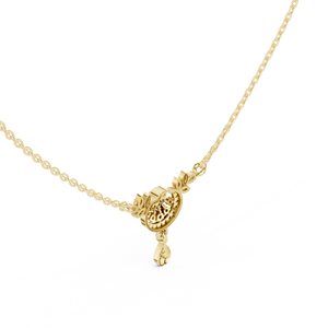 Collar con Colgante de Halo Floral en Oro Amarillo de 10K con Baño de Rodio y Diamantes de Corte Brillante, Joyería Moderna para Novias y Bodas - Product Image 2